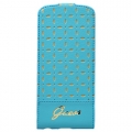 Кожаный чехол с флипом Guess для iPhone 5C GIANINA Flip Turqoise (GUFLPMPET)